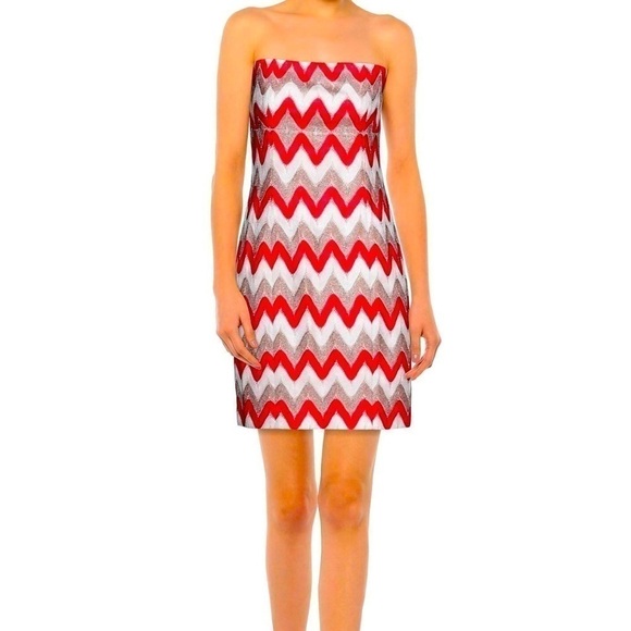 NEW Missoni Chevron Knit Zigzag Sleeveless Mini Dress in White/Red Size 46 - Picture 16 of 16